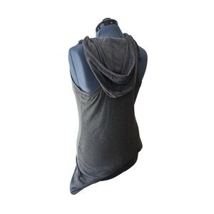 Akini Gray Sleeveless Hoodie Dress Ribbed Knit Casual Comfy‎ Womens L